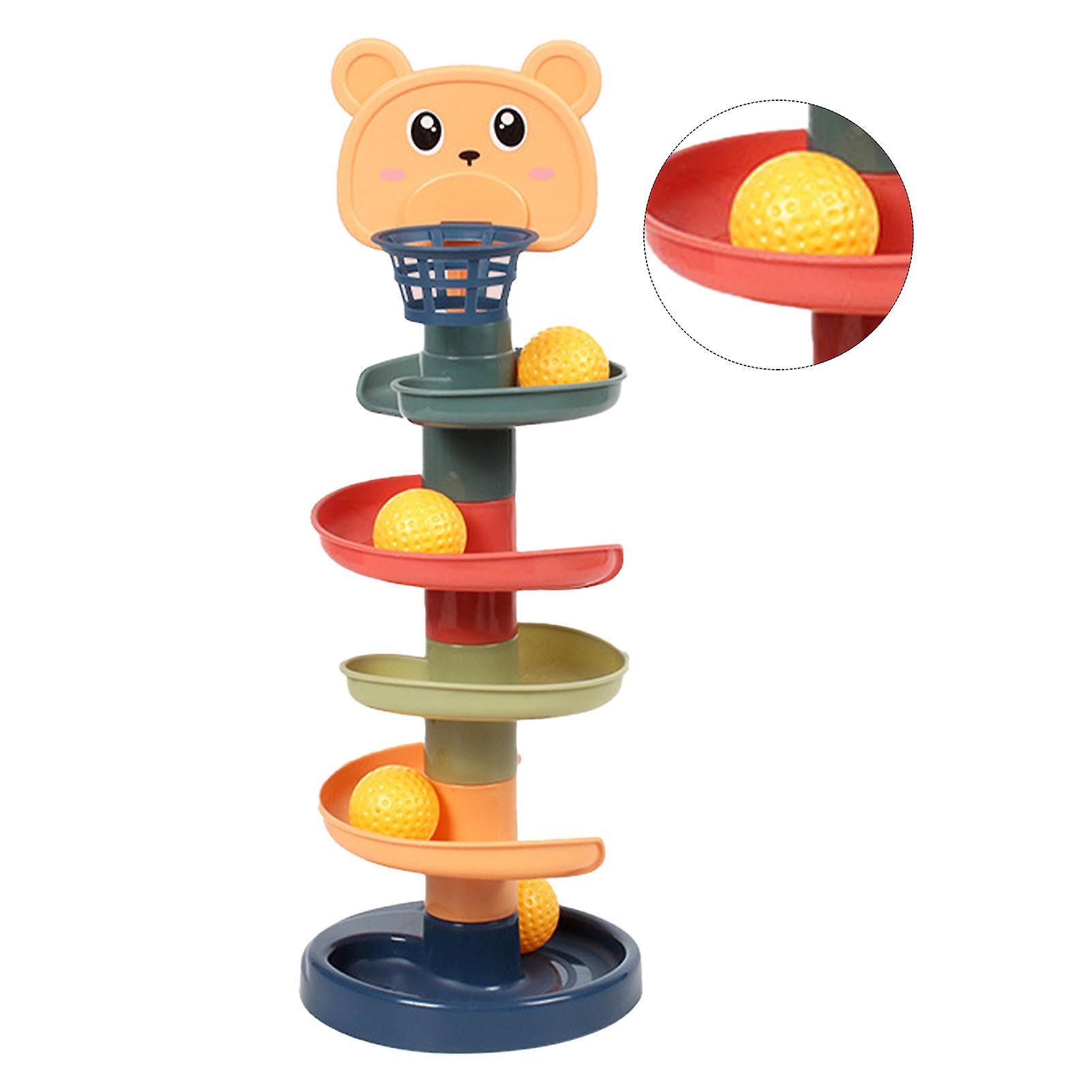Ball Ball Tower Interactive Educational Funny Bright Colors Ball Drop and Roll Tower for Toddler Kids 5 Layers With 5 Golfs Free Size