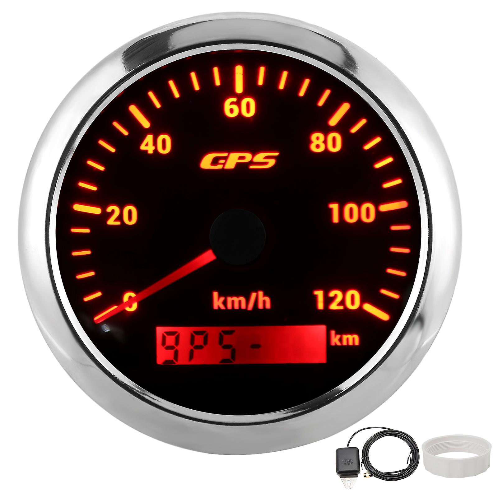 85mm Marine Auto GPS Speedometer 120KM/H Speed Odometer with 7 Color Backlight for Car Boat RV YachtBlack