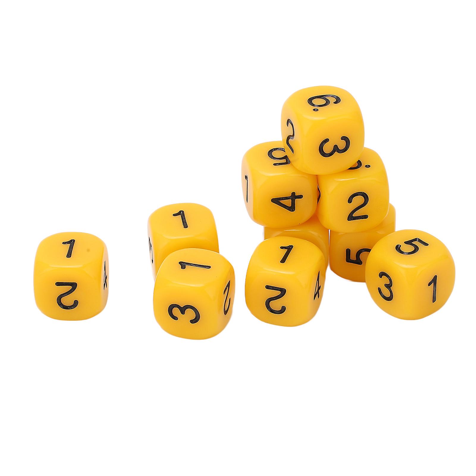 20PCS Yellow 6-Sided Number Dice Set, 1.6cm Plastic Teaching Tools