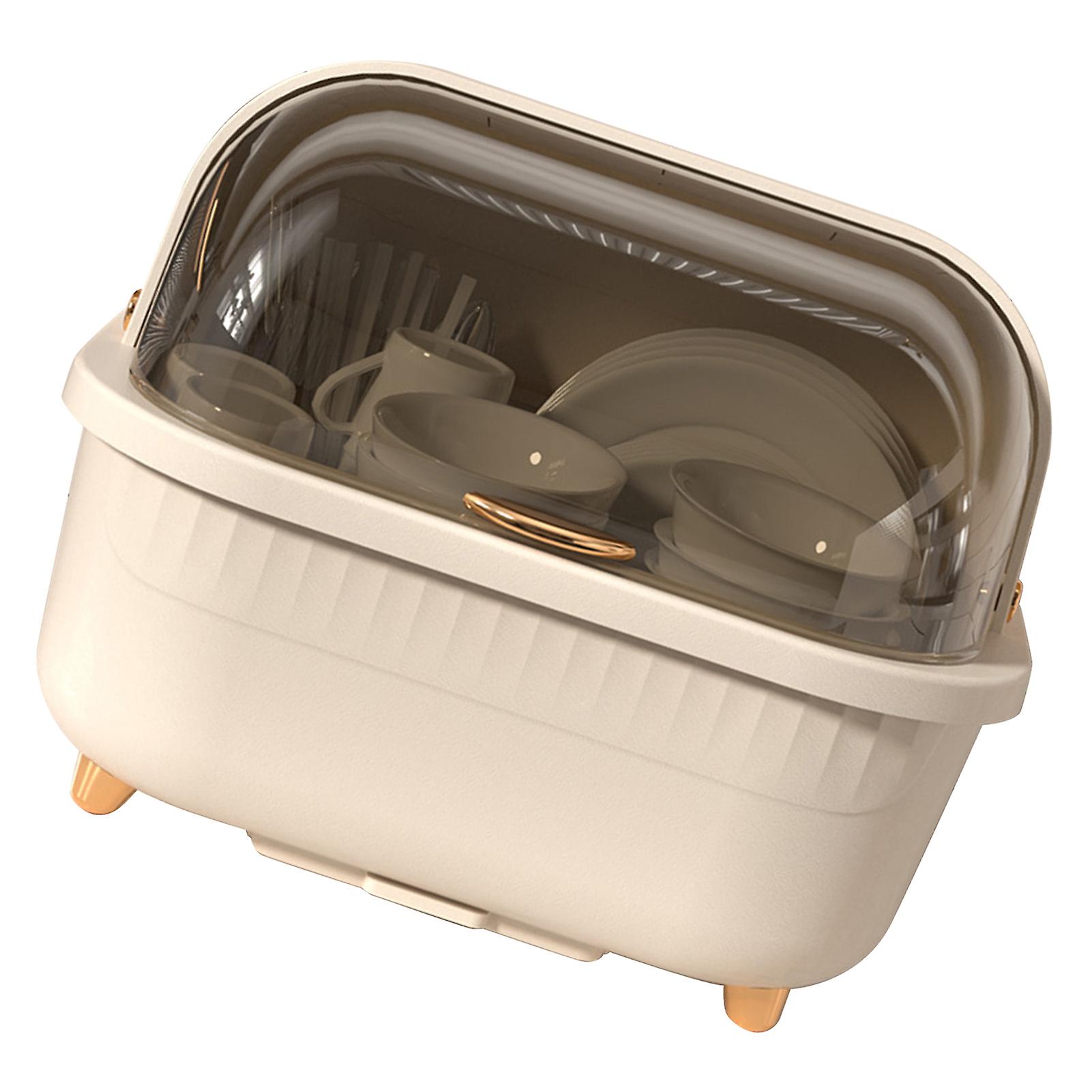 Boîte de séchage de vaisselle Égouttoir à vaisselle multifonctionnel peu encombrant avec couvercle pour accessoires de cuisine abricot m 