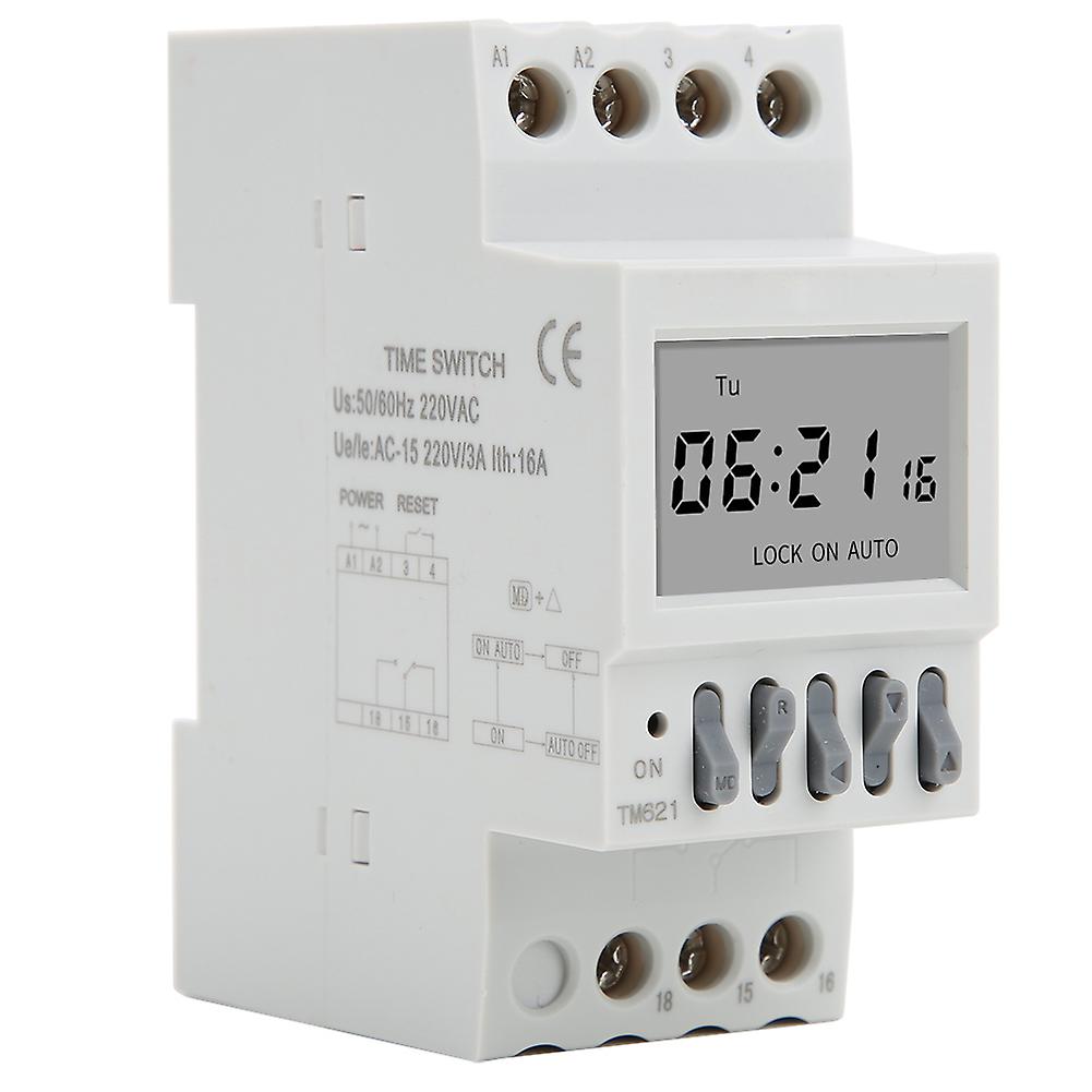 TM621 Digital Time Switch Relay: Power Switch Timer on Din Rail with Countdown, AC220V