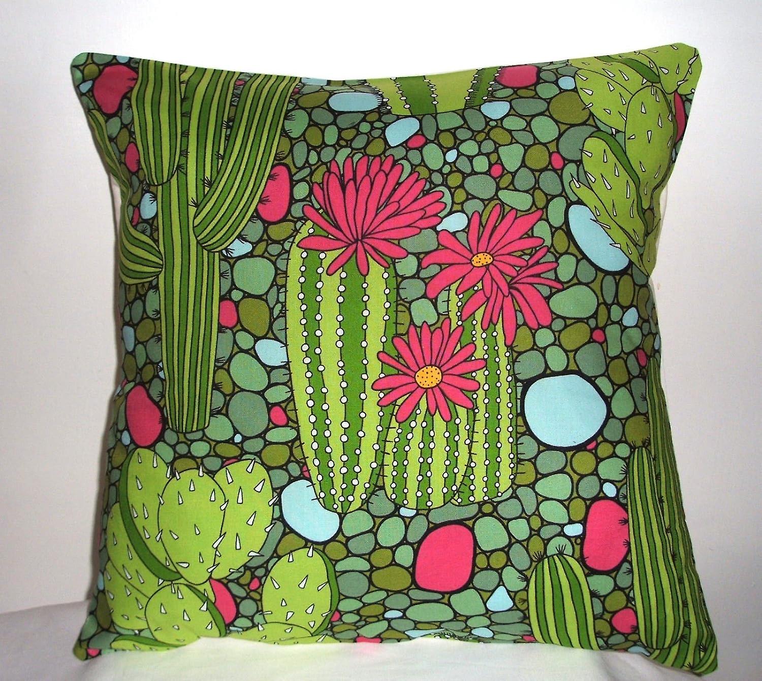 コットンリネンスクエア装飾スロー枕カバークッションカバーメキシコのサボテンプリント18インチ -cp7071