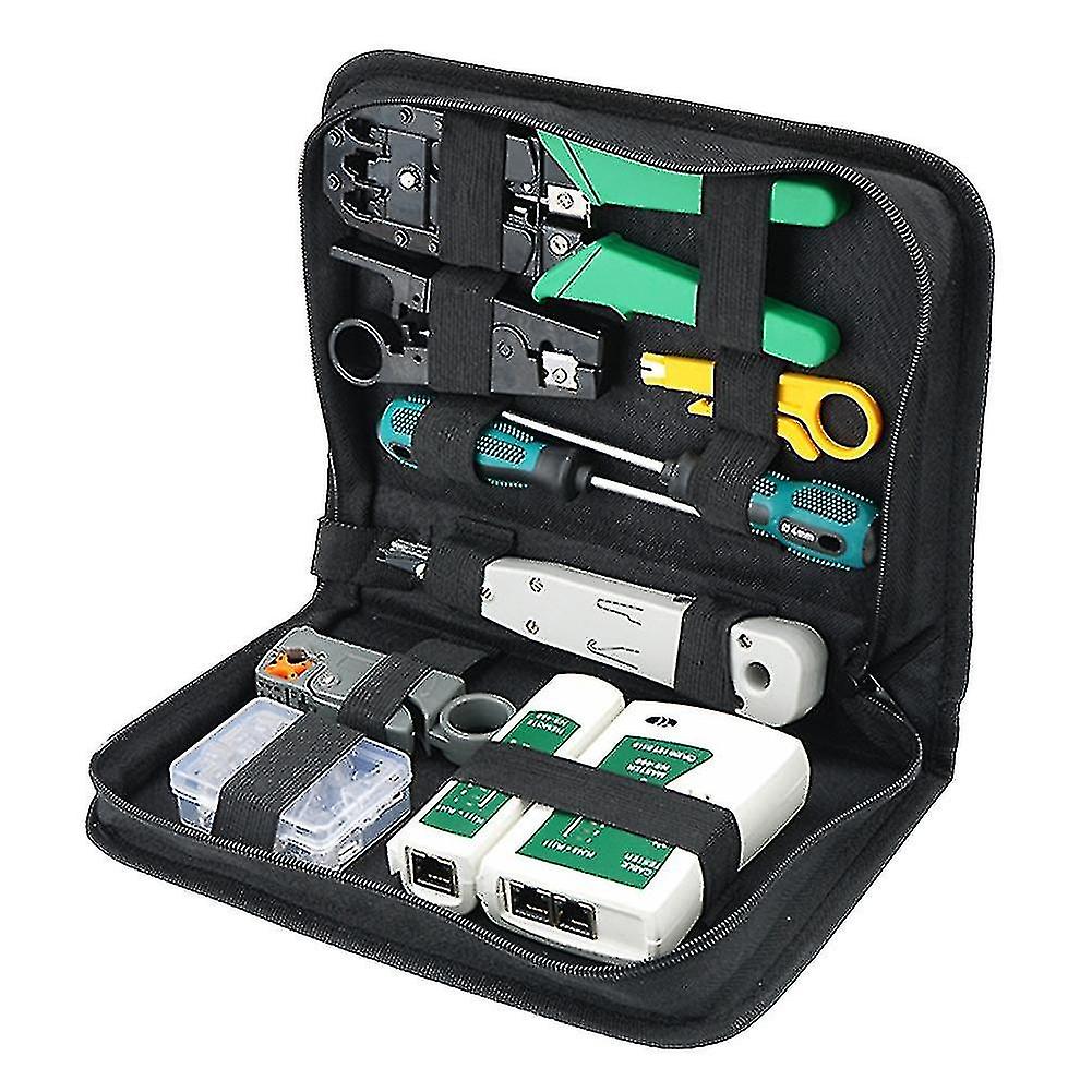 12pcs Rj11 Rj45 3-purpose Hardware Network Cable Tester Crimping Plier Tools Kit Qinhai