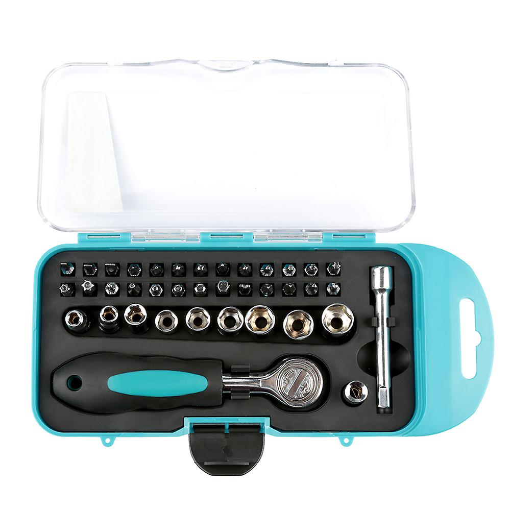 38pcs Multi-functional Ratchet Screwdriver Socket Screw Bits Tool Kit with Ratchet Socket Wrench Functionality