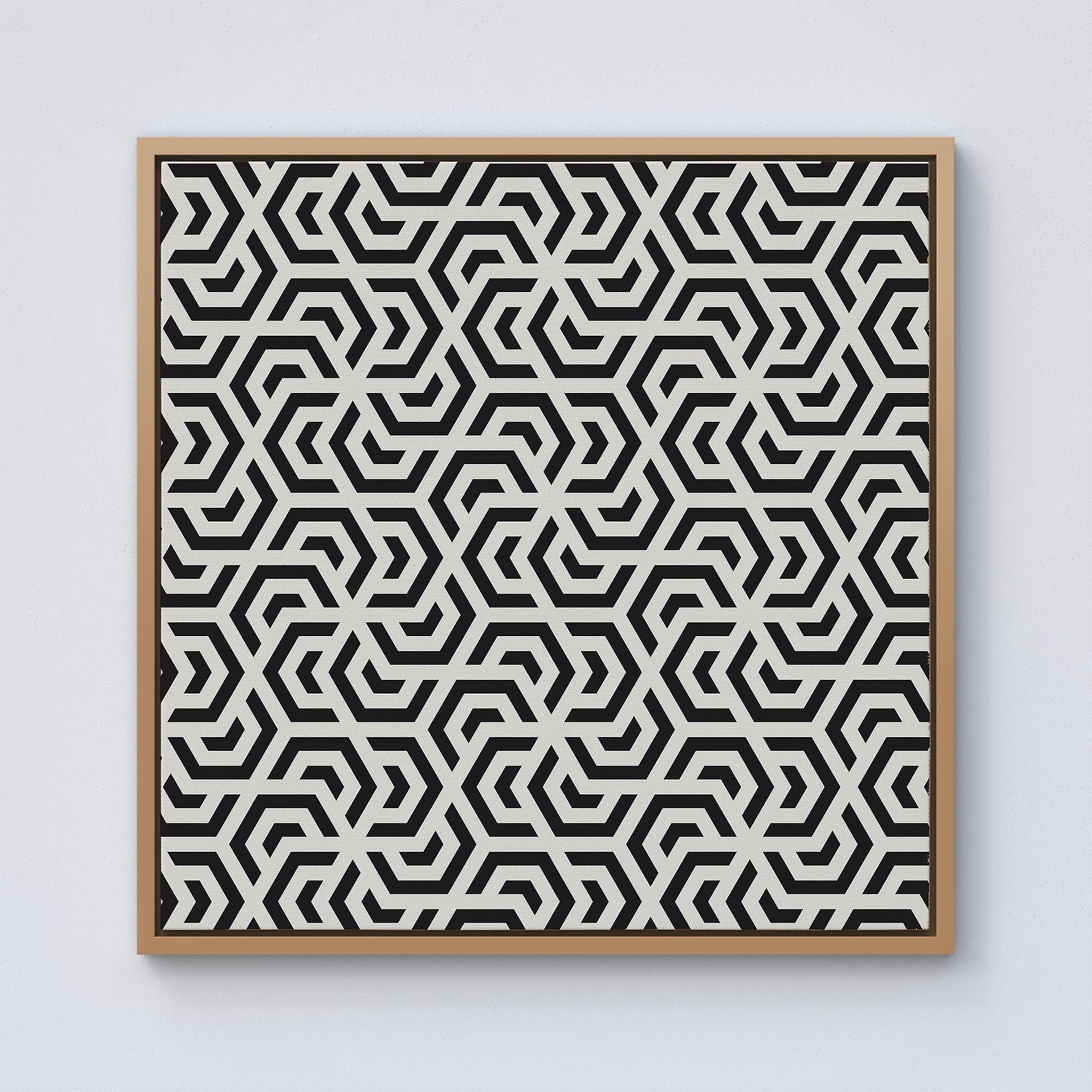 Hexagonal Geometric Pattern Framed Canvas