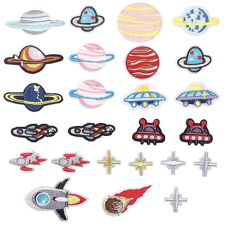 Set of 25 planetary embroidery iron-on patches