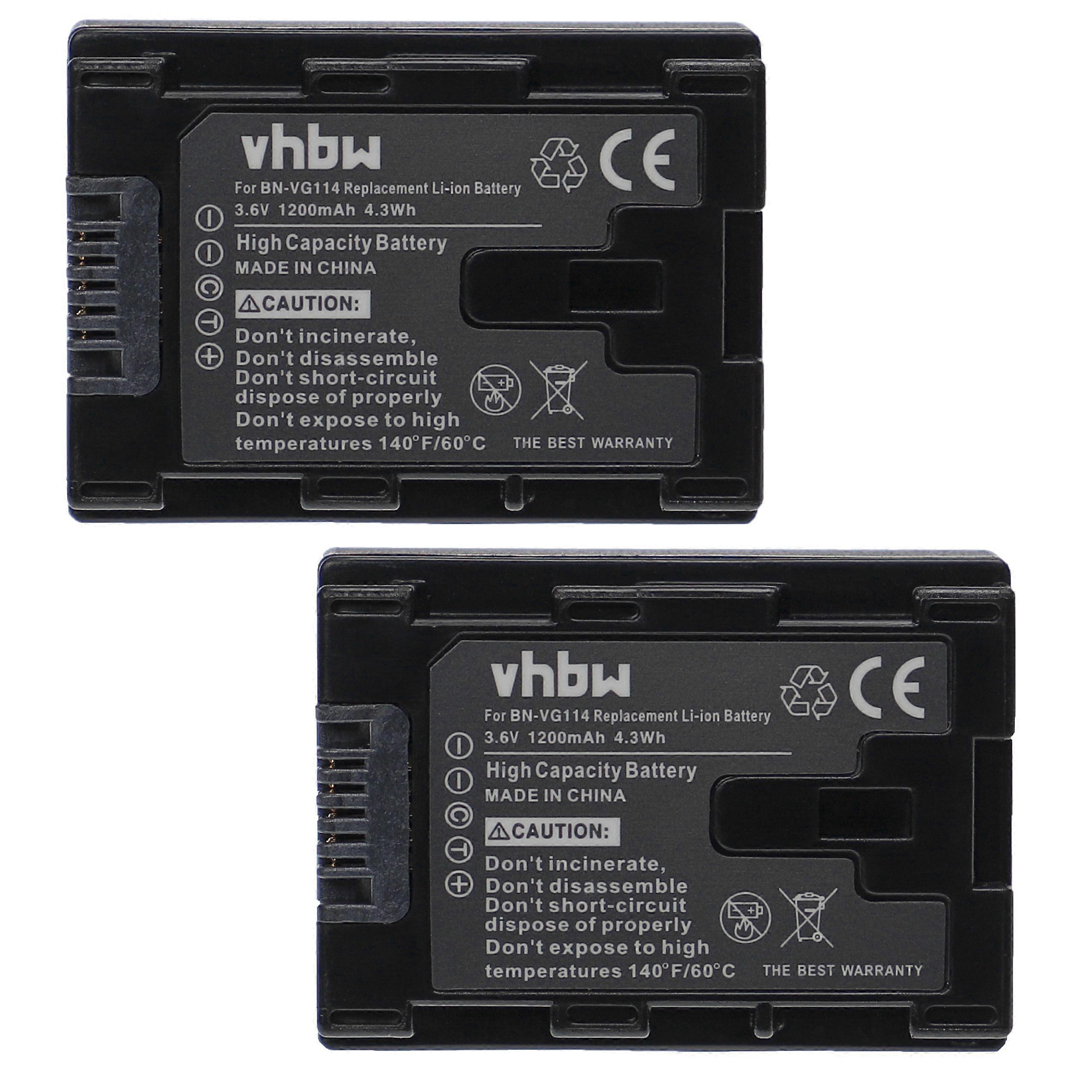 2x batérie VHBW kompatibilné s videokamerou JVC GZ-MS215SEU, GZ-MS216BEU, GZ-MS216REU, GZ-MS216, GZ-MS216AEU (1200 mAh, 3,6 V, lítium-iónová)
