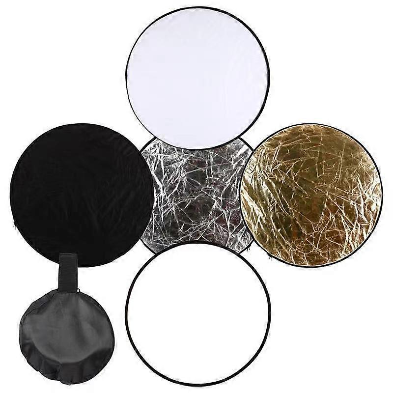 5 In 1 Light Reflectors With Soft Silver Gold White And Black Round Collapsible Multi Portable Reflector For Photography 30cm / 11.8in