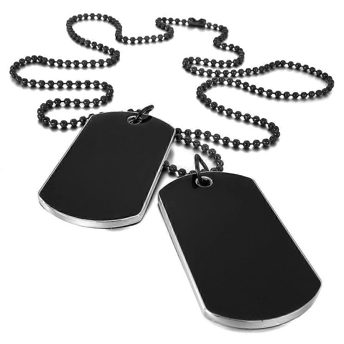 2 PCS Alloy Pendant Necklace Pendant Black Style Name Double Dog Tag Plate Biker Chain Necklace 27