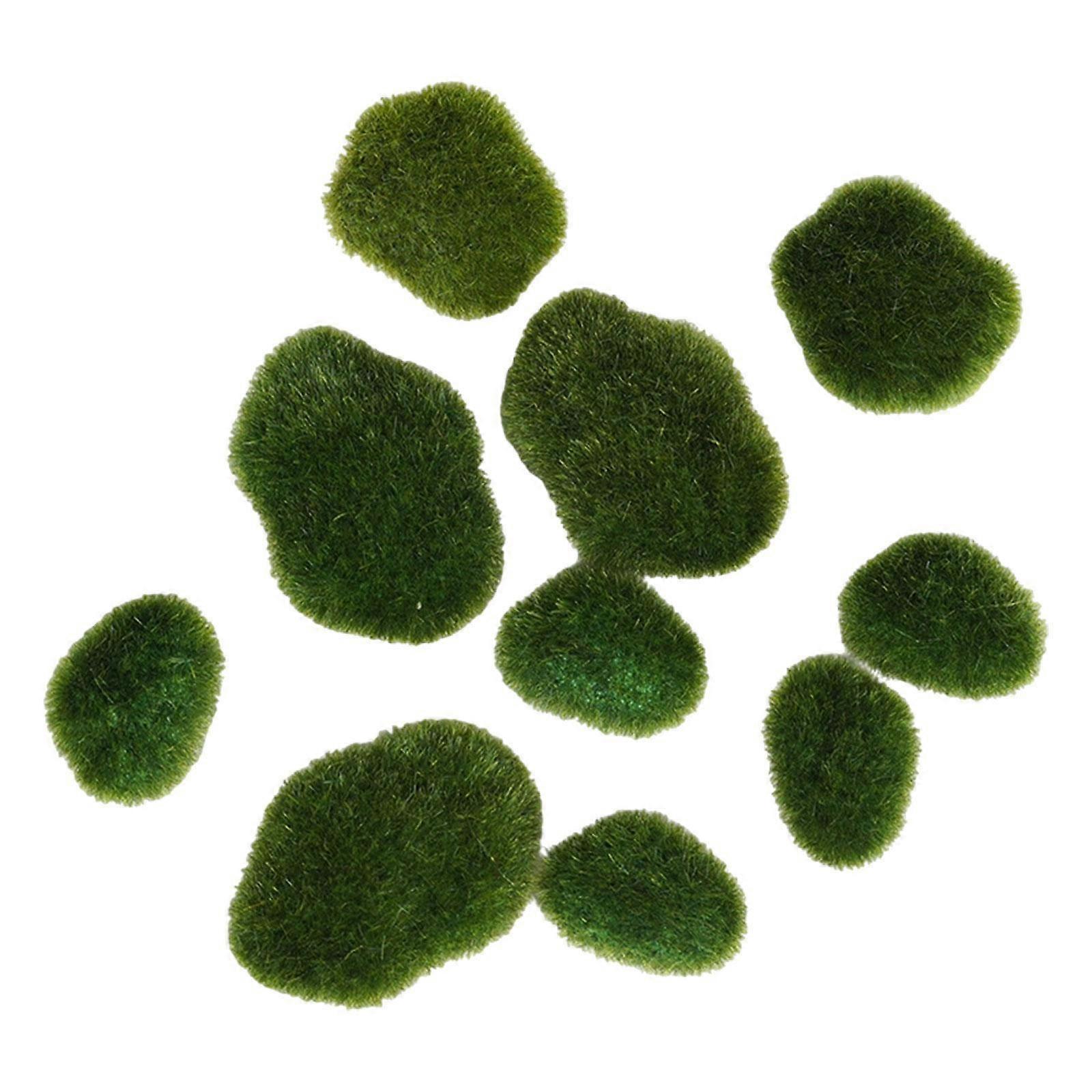 10x Artificial Moss Rocks Moss Covered Stones for Floral Arrangements Crafts