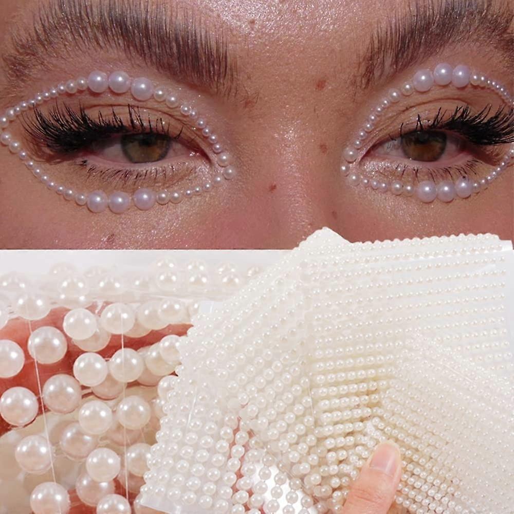 Blanc Perle Yeux Visage 3D Auto-Adhésif Ongle Strass Tatouage Temporaire Gemmes Points Bijoux Corps DIY