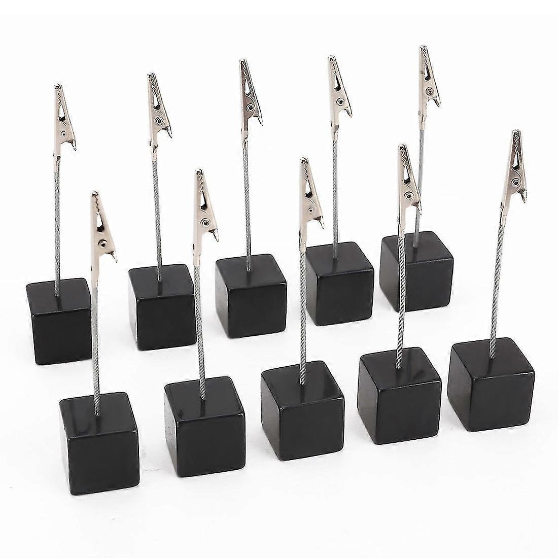 Card Holder Square Memo Holder Card Clip Photo Office Holder Note - 10 Pieces (black)