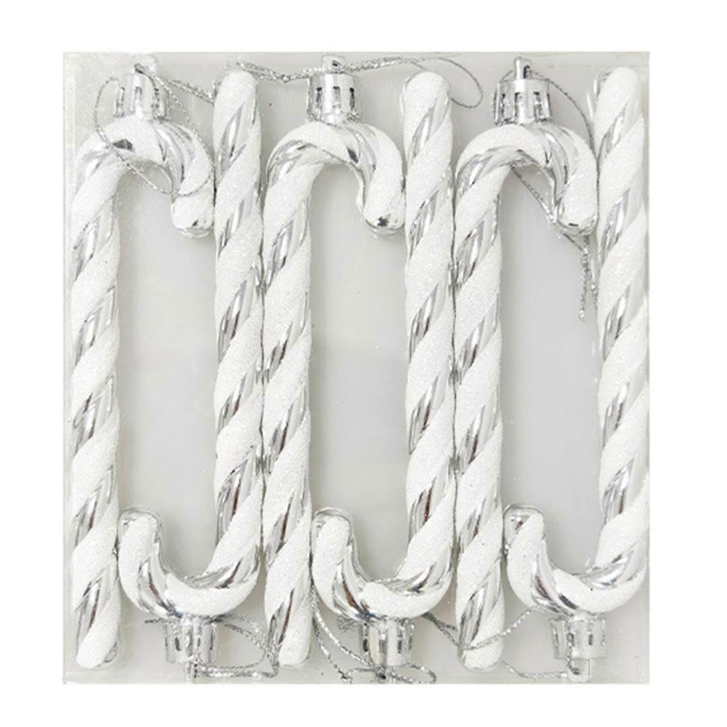 6 Pcs Christmas Cane Pendants for Tree Window Contrast Color with Hanging Cord New Year Party Hotel