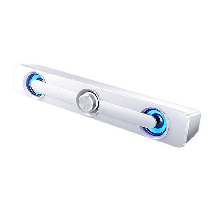 Bluetooth Sound Bar Stereo LED Light Subwoofer Speaker For Computer TV Phone-White