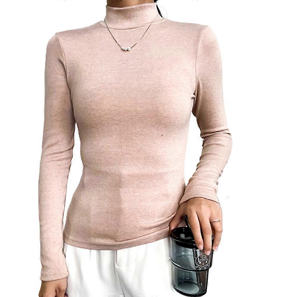 Damen Rollkragen Langarm Hemden Herbst Mode Basic Layering Slim Unterwäsche Tops