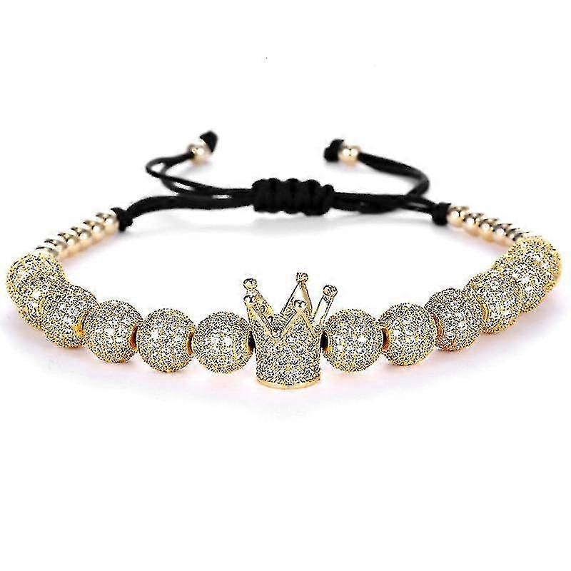 brazalete-corona y abalorios de color dorado