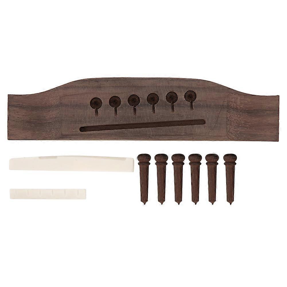 Rosewood Bridge Bone Nut Sadel 6st Strängstift Akustisk Gitarr Tillbehör (Rosenträ Färg)