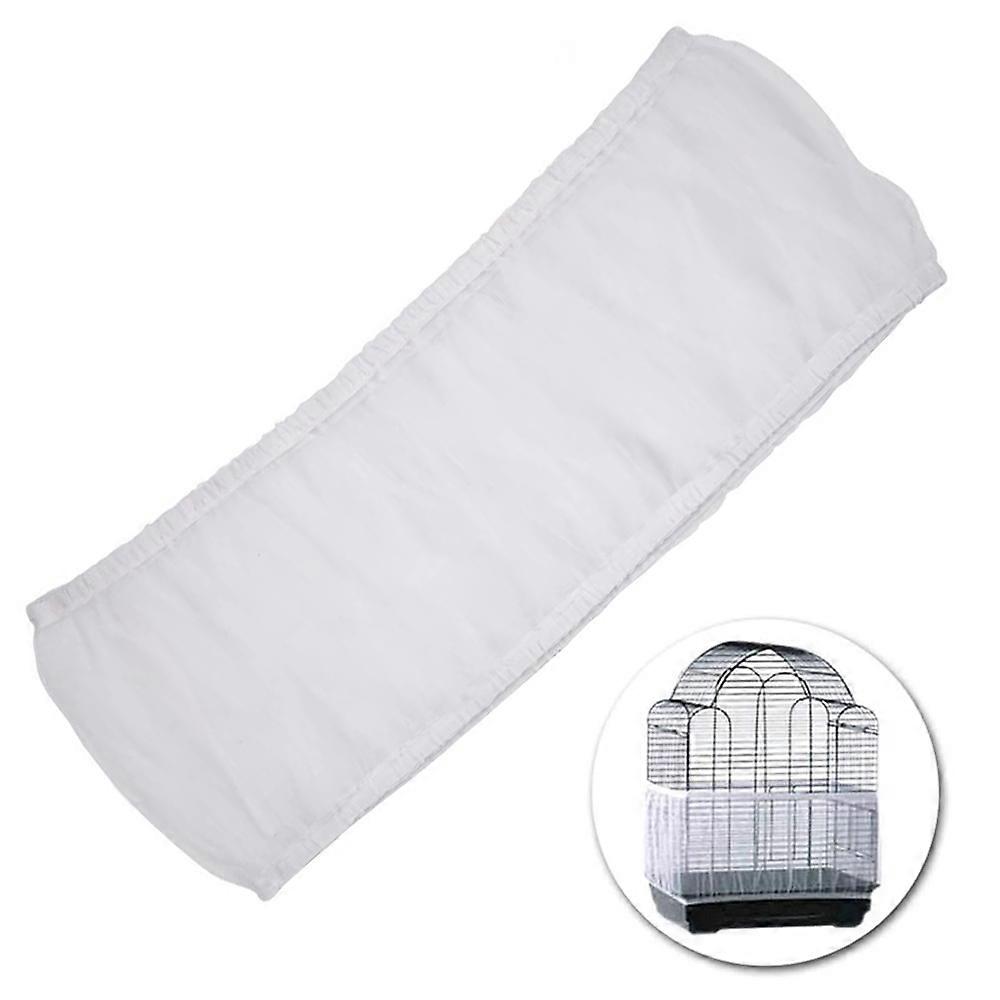 White Universal Birdcage Cover Seed Catcher Nylon Mesh Parrot Cage Skirt (Not Include Birdcage)
