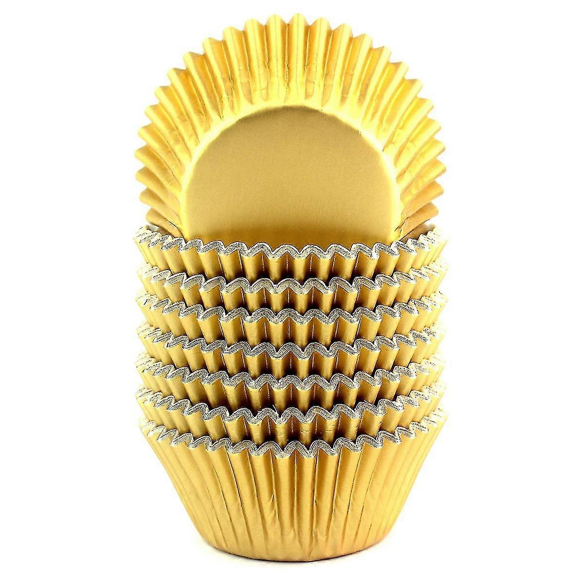 بطانات كب كيك قياسية أكواب الكعك الذهبية 200 قطعة ورق كب كيك مقاوم للشحوم وقوي