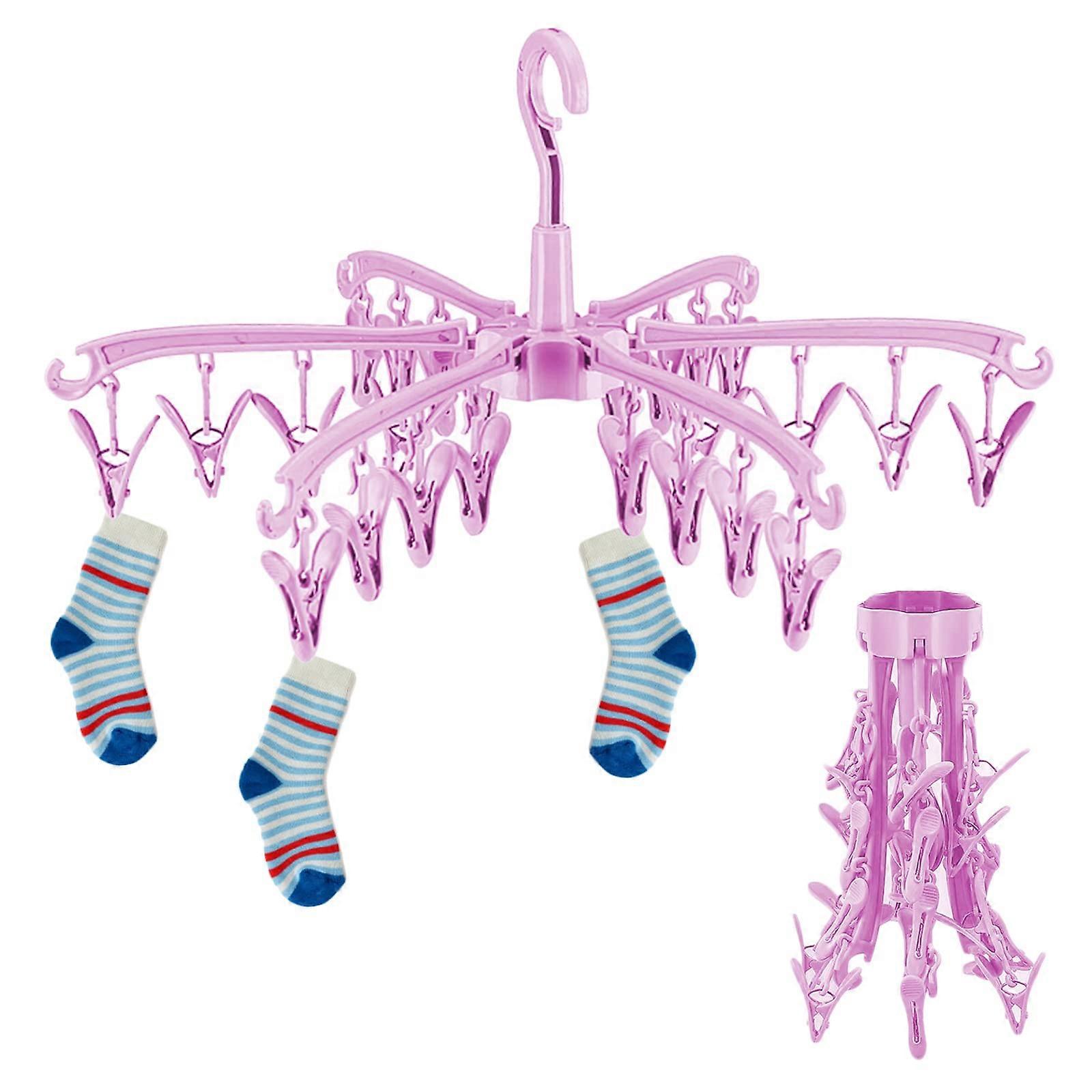 2025,Sock Dryer, 24 Peg Sock Hanger for Washing Line, Hanging Rotable Sock Drying Racks