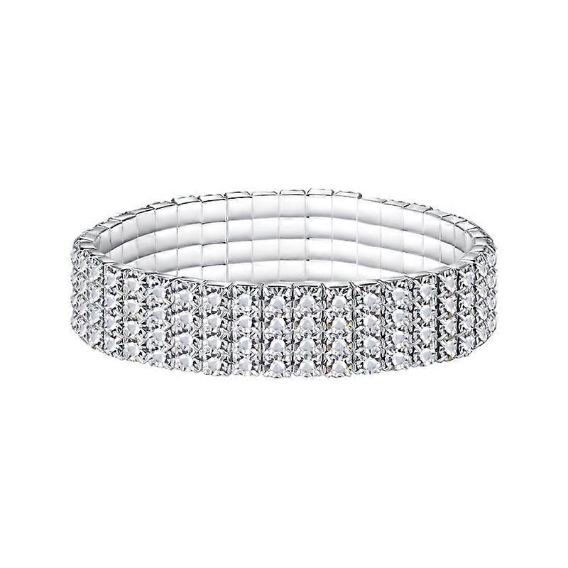 Bridal 4 Row Rhinestone Stretch Bracelet