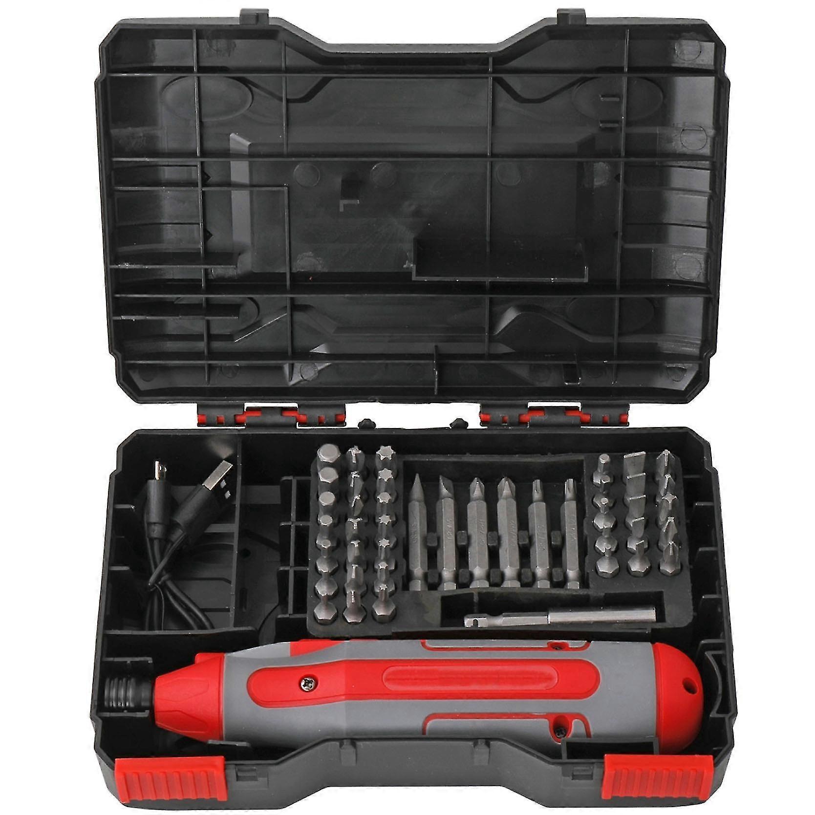 2024 44Pc Electric Screwdriver Set USB Rechargeable Wireless Screwdriver Set Forward and Reverse Cordless Screwdriver,Red