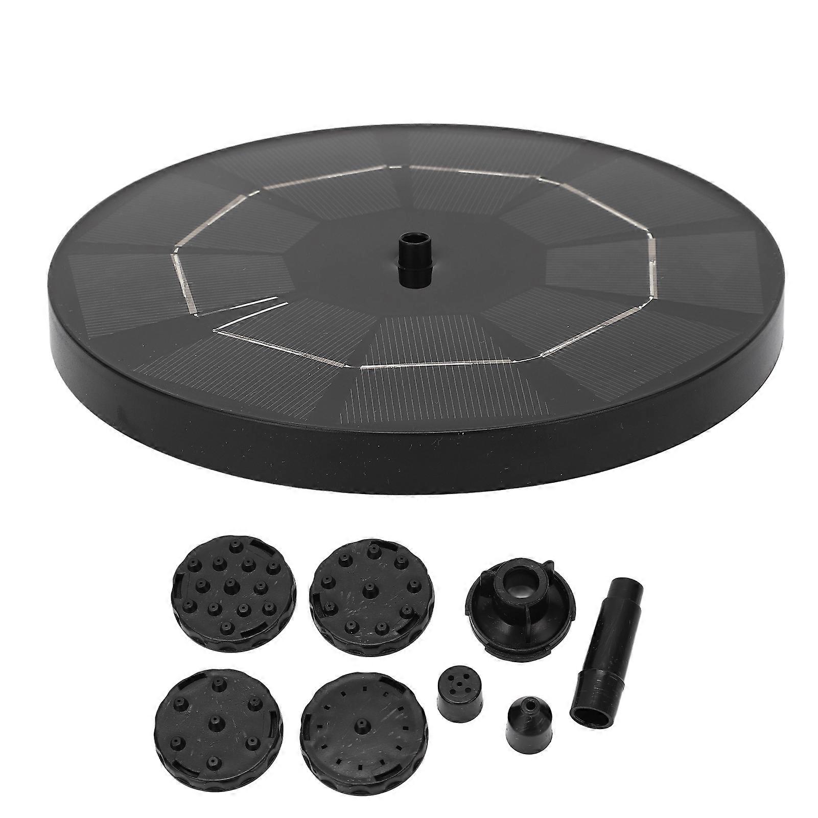 Solcellsdriven fontänpump för utomhusbruk för damm, 3 W diameter, 180 mm, 7,09 tum, maximal höjd 70 cm, 27,56 tum med 6 munstycken