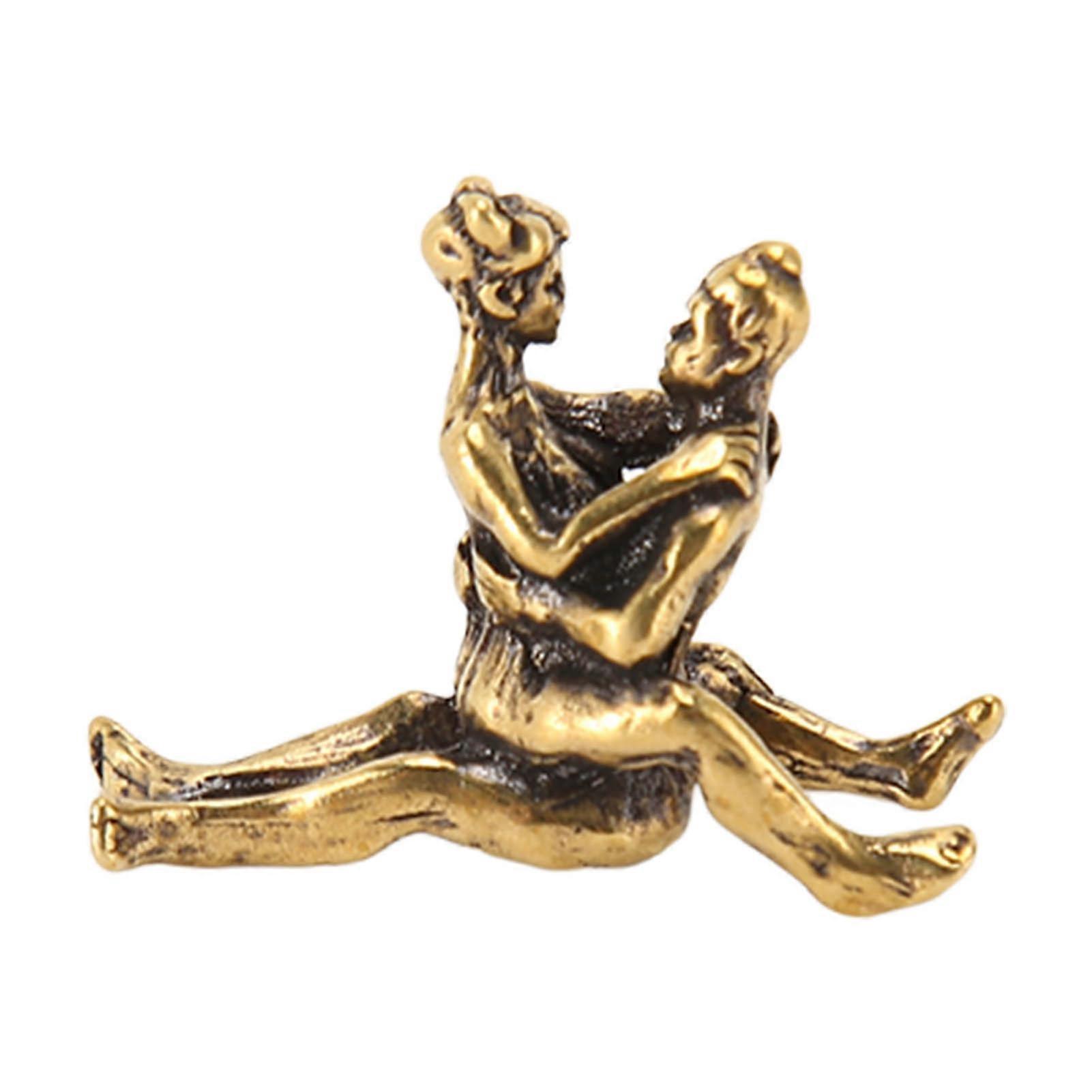 تمثال نحاسي زوجين مبتكر خمر مرسوم باليد تمثال صغير للزوجين الزخرفية لمجموعة الهدايا 3.5x2.6cm / 1.4x1.0in