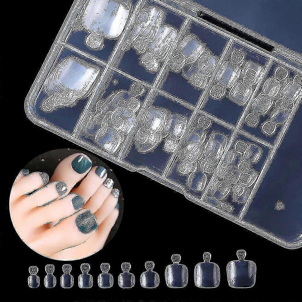 100 Pcs False Toenails Tip With Box, Acrylic Artificial Toenails Tw