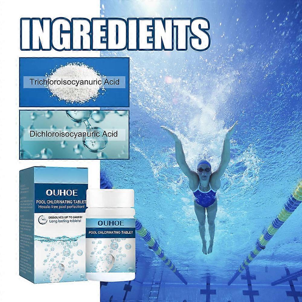100 Pcs Pool Chlorinated Tablets Odor-removing Pool Purification Tablets for Swimming Pool