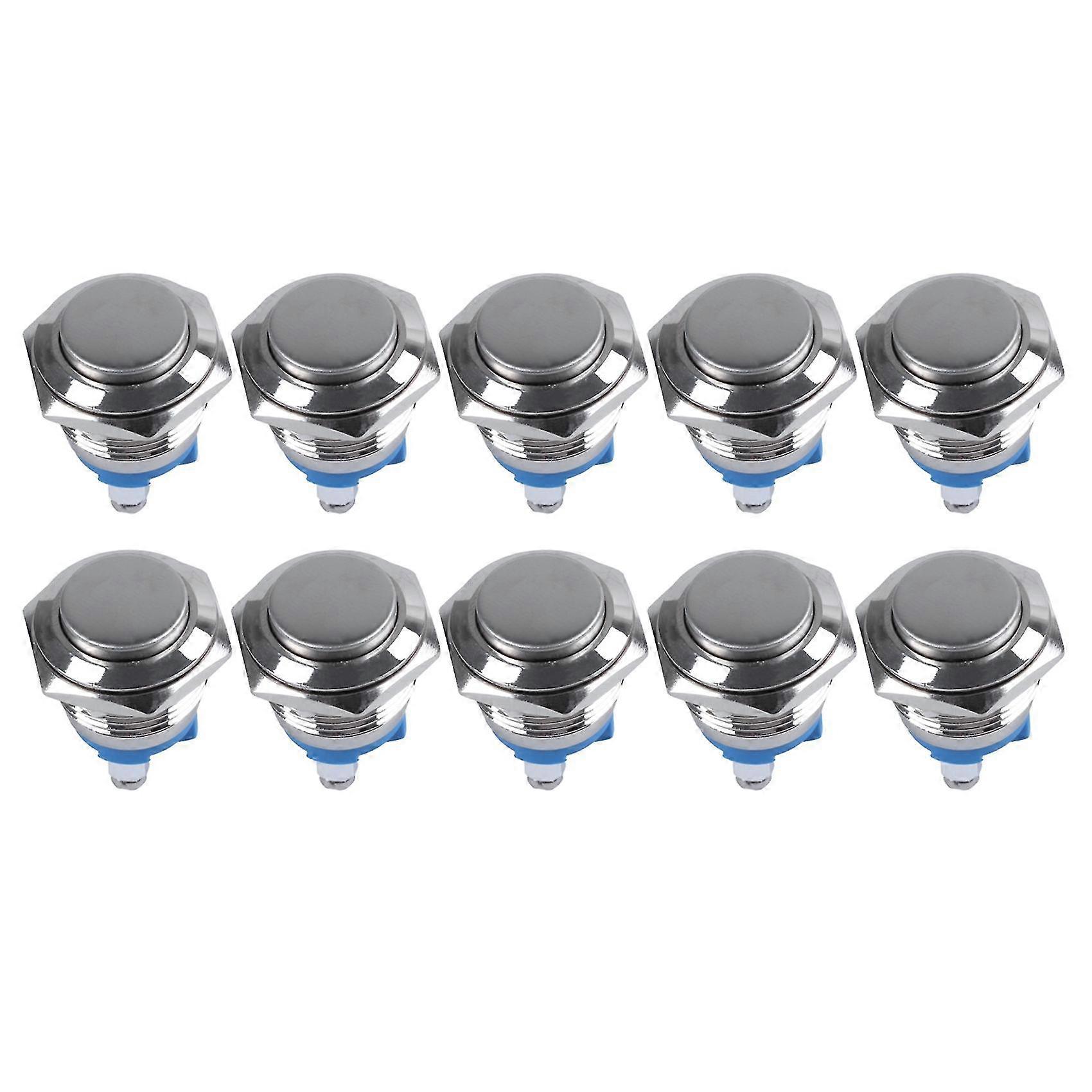 10x interruttore a pulsante momentaneo in metallo rotondo alto rotondo alto 16mm