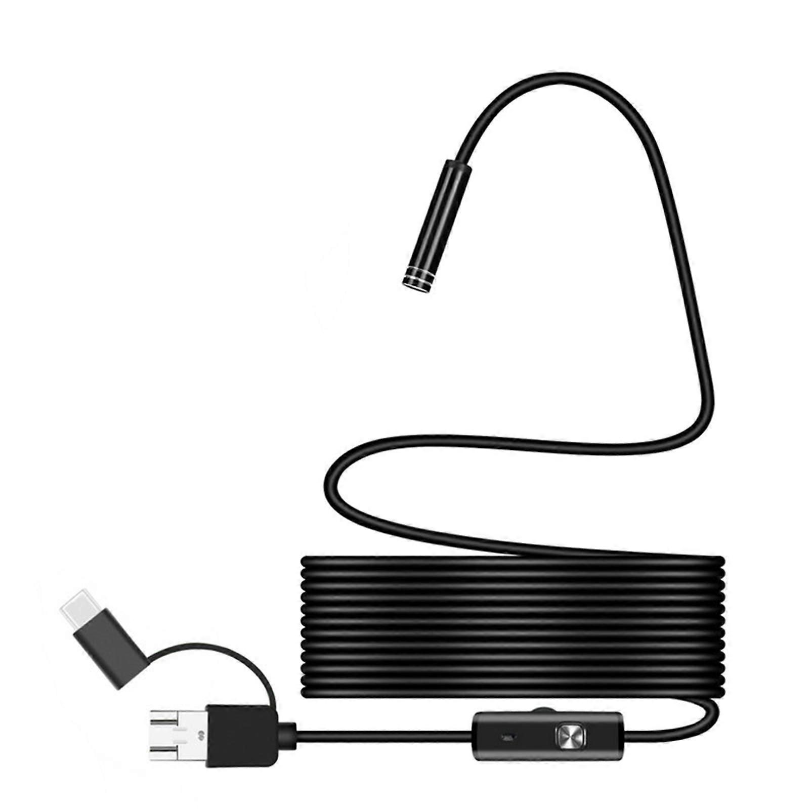 USB Endoscope 3 in 1 Industrial Endoscope with LED Light 5.5mm Waterproof Borescope Inspection Camera