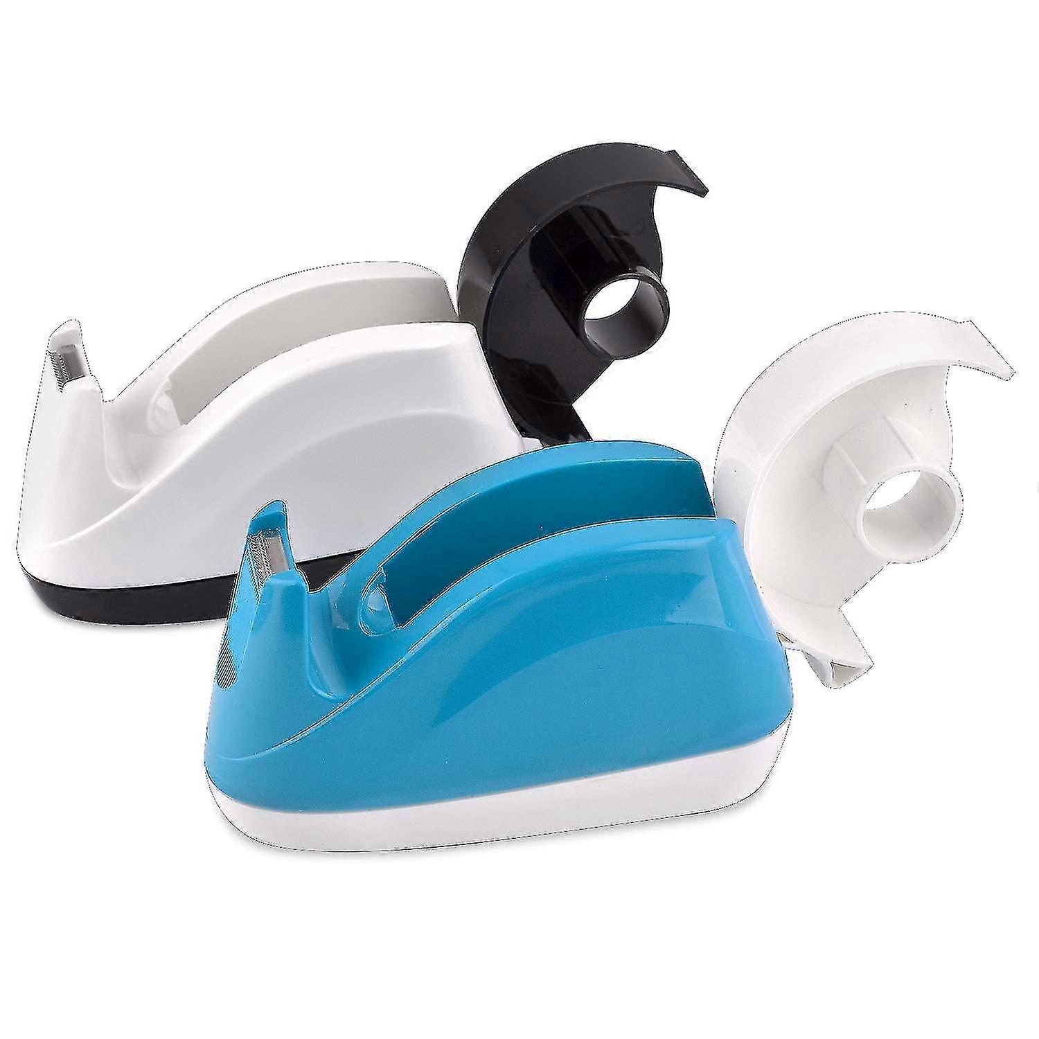 Desktop Tape Dispenser Adhesive Roll Holder With Weighted Nonskid Base, 2 Pack(blue And White)