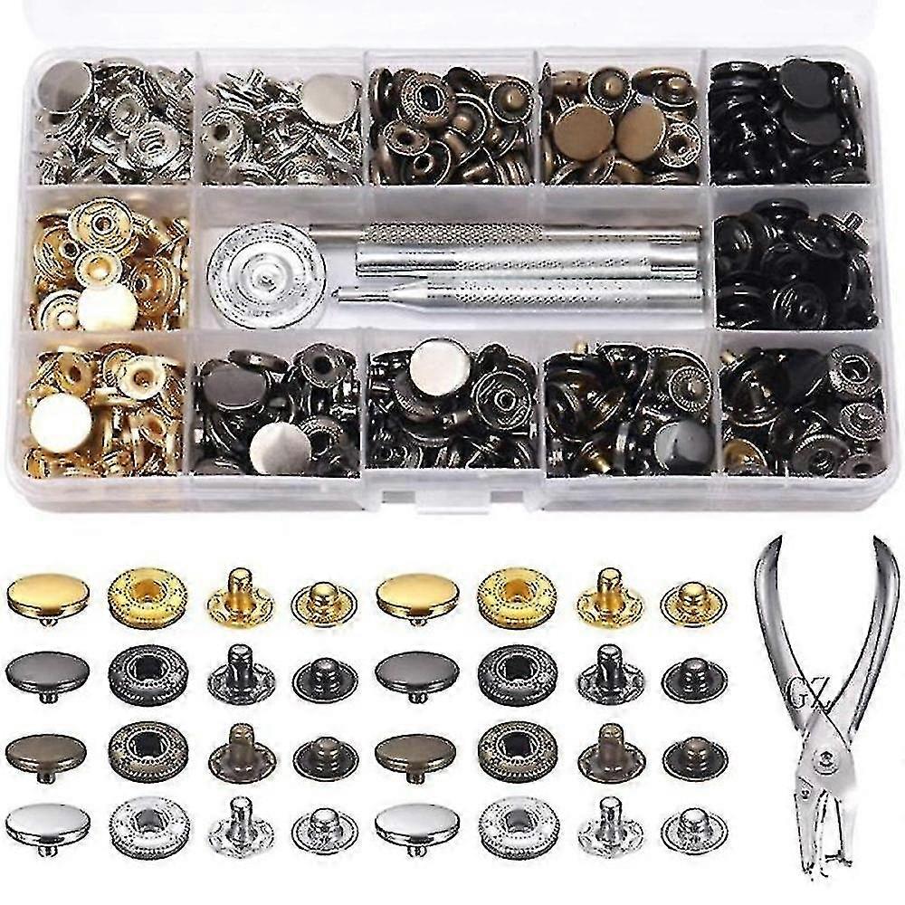 Snap Fastener Kit 120 Sets 6 Color Metal Button Press Studs With Fixing Tools For Clothing Leather Bracelet Jeans