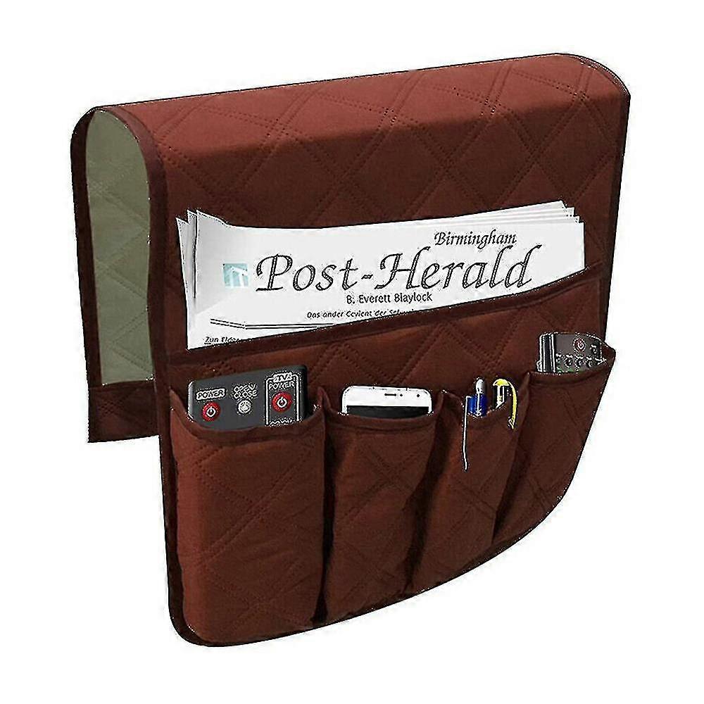 Sofa Armrest Hanging Storage Bag (brown)