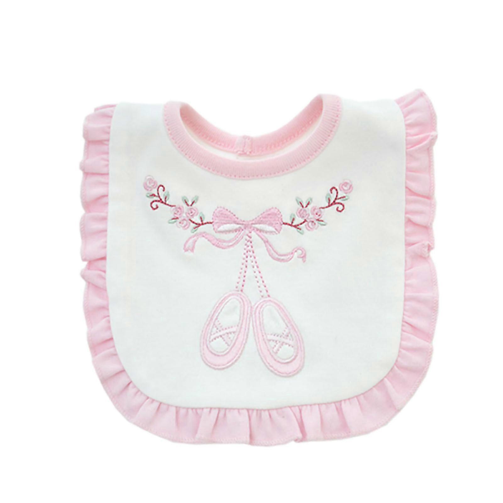 Drool Scarf Bib Double Cotton Soft Cute Bib with Embroidery and Lace Trim for Newborns Infants and Toddlers Dancing Shoe Pattern