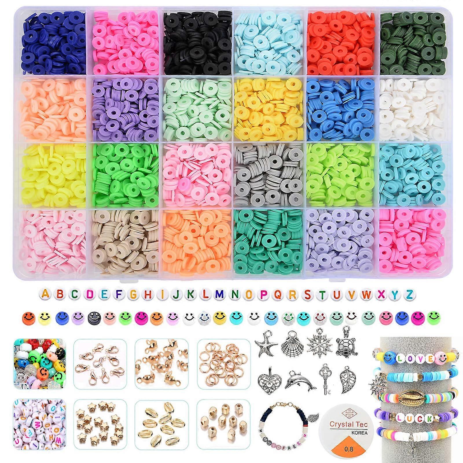 24 Grids 6mm Bohemian Style Colorful Soft Pottery Round Piece Set Handmade DIY Making Bracelet Necklace Jewelry Accessories