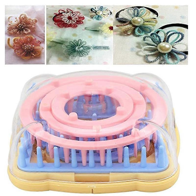 Flower Knitting Loom Kit,DIY Wool Yarn Flower Maker Weaver Tool Set with Needle