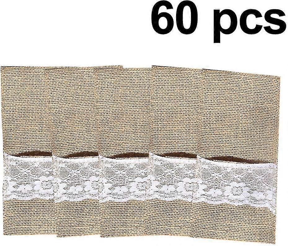 Xmas Burlap Lace Utensil Holders Silverware