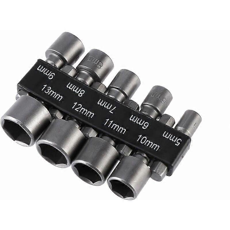 9 Pieces 5-13mm Imperial Socket Drill Bit Set with Impact Nut for 1/4 Hex Shank Drill