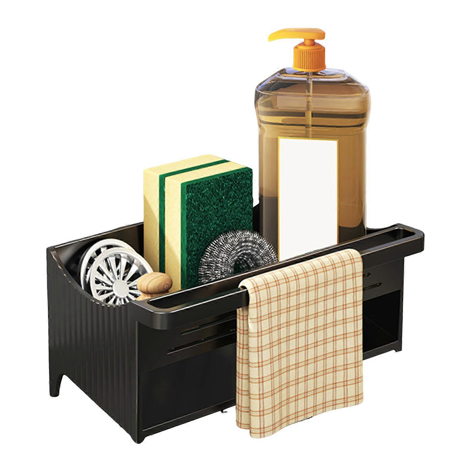 Kitchen Sink Rack Sponge Holder Large Capacity Rustproof Corrosion Resistant Hollow Design Household Storage Shelf