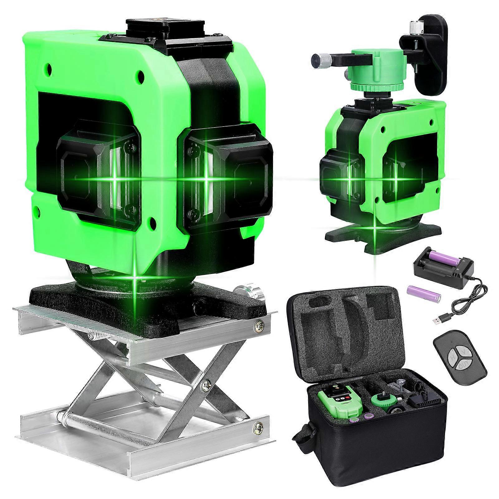 3D/4D 12/16 Lines Laser Level 3 Self-leveling Machine USB Rechargeable Leveling Tool with Vertical Horizontal Tilt Lines