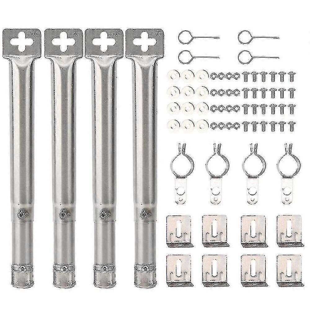 4 قطع من شواية الغاز البديلة من الفولاذ المقاوم للصدأ قابلة للتعديل من جميع أنحاء العالم، أنبوب مستقيم، موقد شواء