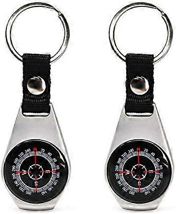 2 Pack Style Key Ring Compass | Keychain Military Magnetic Compass | Waterproof/Shockproof | Mini Metal Keychain Compass | Survival Gear Compass for K