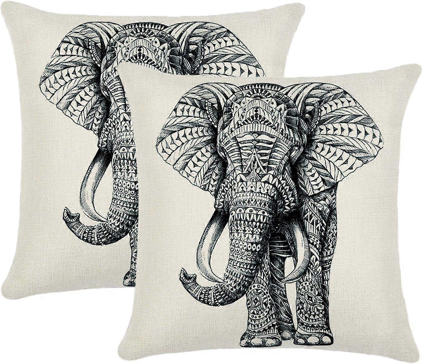 2 pillowcases without pillow core home office 45 x 45 cm - elephant pattern