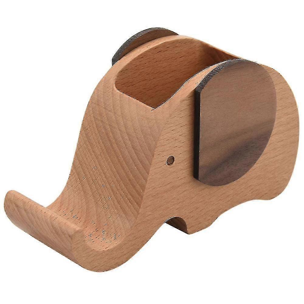 Wooden Elephant Cell Phone Holder/stand With Pen&pencil Holder Desk Decoration Multi-functional Sup