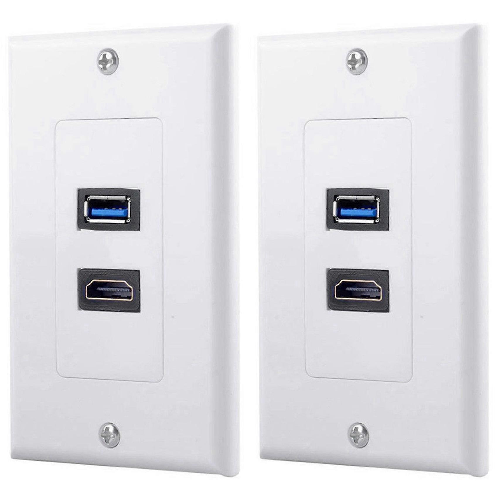 2X 2Port +USB 3.0 Female Wall Face Plate Panel Outlet Socket Extender White
