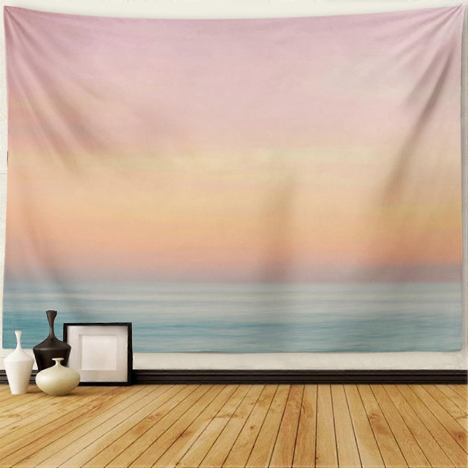 Sky Ocean Wall Tapestry Abstract Sunset Sky and Ocean Nature with Beach Pastel Minimalist Soft Calm Tapestry Wall Hanging Wall Decor Tapestry for Bedr