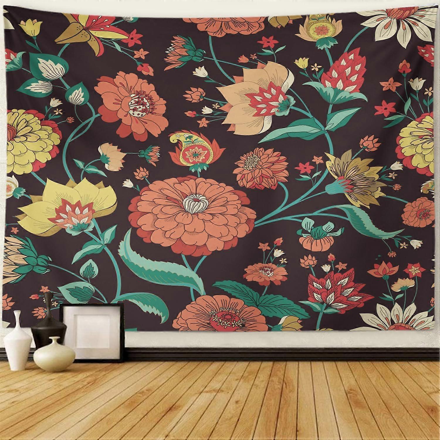 نسيج حائط برتقالي برتقالي مشرق زهور خمر بيزلي نمط تقليدي زهرة نسيج حائط معلق ديكور حائط نسيج لغرفة المعيشة غرفة نوم 50x60 بوصة