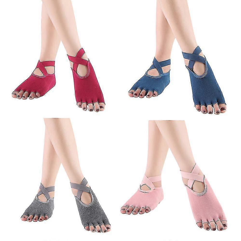 Women's Toe Socks With Grips,  Non-slip Five Toe Socks For Yoga